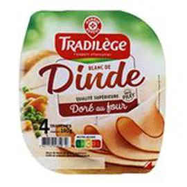 MARQUE REPÈRE, TRADILÈGE Blanc de dinde 4 tranches 160g
