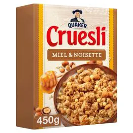 QUAKER, CRUESLI Céréales miel & noisette 450g