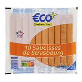 ECO+ Saucisse de Strasbourg x10 350g