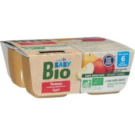 CARREFOUR BABY Desserts bébé bio pommes dès 6 mois 4x100g