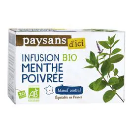 ÉTHIQUABLE, PAYSANS D'ICI Infusion menthe poivrée Massif Central Bio 30g