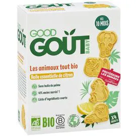 GOOD GOÛT Biscuits bébé dès 10 mois en forme d'animaux au citron Bio 80g