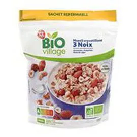 MARQUE REPÈRE, BIO VILLAGE Muesli croustillant 3 noix Bio 500g