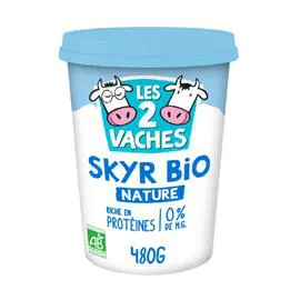 LES 2 VACHES Yaourt skyr nature 0% bio 480g