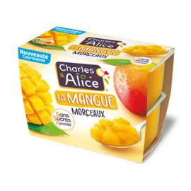 CHARLES & ALICE La mangue morceaux sans sucres ajoutés 4x95g
