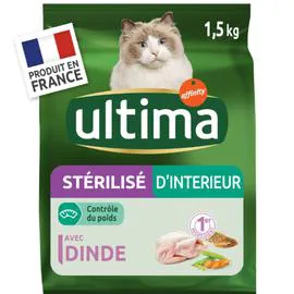ULTIMA Croquettes pour chat stérilisé d'intérieur 1,5kg