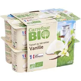 CARREFOUR BIO Yaourt lait entier vanille Bio 12x125g