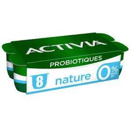 DANONE, ACTIVIA Yaourt nature 0% MG bifidus 8x125g