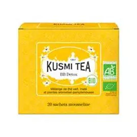KUSMI TEA BB Detox bio Mélange de thé vert maté et plantes aromatisé pamplemousse 40g