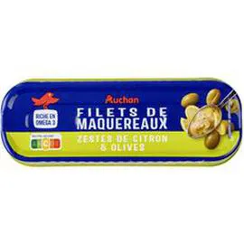 AUCHAN Filets de maquereaux au citron et aux olives 169g