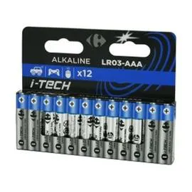 CARREFOUR Lot de 12 Piles Lr03/Aaa I-Tech l'unité