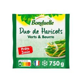 BONDUELLE Haricots verts et haricots beurres précuits à la vapeur 750g