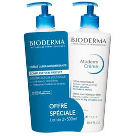 BIODERMA Crème Corps Ultra-Nourrissant Peaux Sensibles Normales à Sèches Atoderm Crème 2x500ml