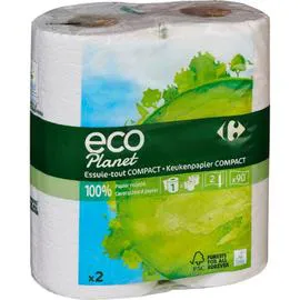 CARREFOUR ECOPLANET Essuie-tout Compact x2