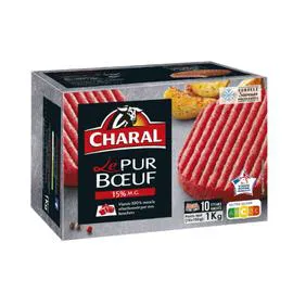 CHARAL Steak haché pur boeuf 15% MG 1kg