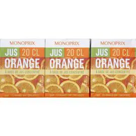 MONOPRIX Jus d'orange à base de jus concentré 6x20cl