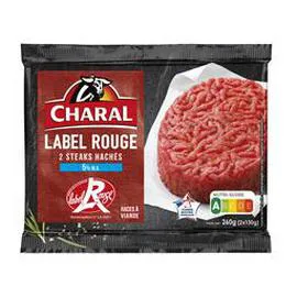 CHARAL Steak haché Label rouge 5% MG 2x130g