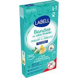 LABELL Bandes de cire froide maillot & aisselles peaux sensibles x16