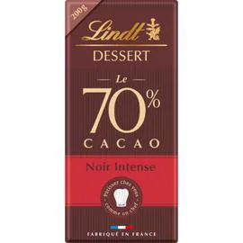LINDT, DESSERT Chocolat noir Intense 70% Cacao 200g