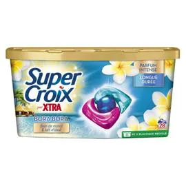 X-TRA, SUPER CROIX Capsules Lessive Bora Bora Fleur de MonoÏ et Lait d'Aloe x28
