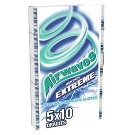 AIRWAVES Chewing-gum sans sucres Menthol Extreme 5x10