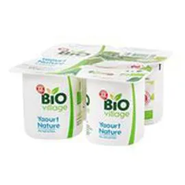 MARQUE REPÈRE, BIO VILLAGE Yaourts lait entier nature Bio 4x125g