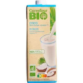 CARREFOUR BIO Boisson végétale coco sans sucres ajoutés 1l