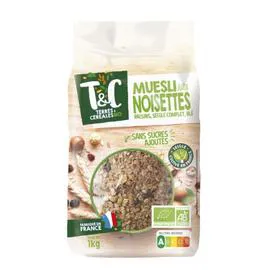 TERRES & CÉRÉALES BIO Céréales muesli noisette sans sucres ajoutés Bio 1kg