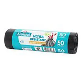 MARQUE REPÈRE, ELEMBAL Sacs poubelle 50L Ultra résist x15
