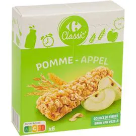 CARREFOUR Barres 4 céréales saveur pomme verte 6x21g