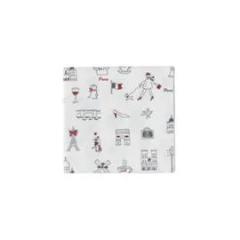 MONOPRIX MAISON 20 serviettes, grise et rouge, 25x25cm l'unité