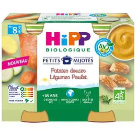 HIPP BIOLOGIQUE Repas bébé patate douce légumes poulet Bio 380g