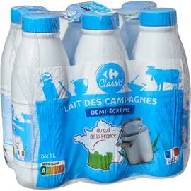 CARREFOUR CLASSIC' Lait demi-écrémé 6x1l