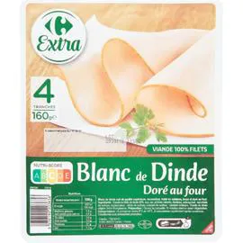 CARREFOUR EXTRA Blanc de dinde doré au four 160g