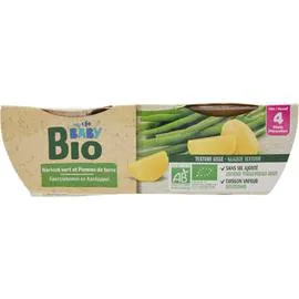 CARREFOUR BABY BIO Plat bébé haricot vert pdt dès 4 mois 2x120g
