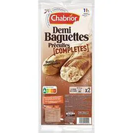 CHABRIOR Demi baguettes précuites complètes 2x150g