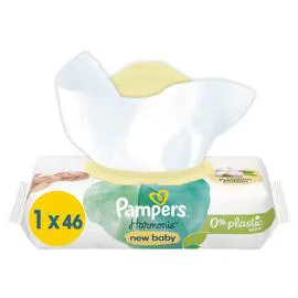 PAMPERS Lingettes Bébé Premium Cotton Harmonie New Baby x46