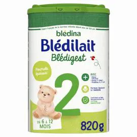 BLÉDINA, BLÉDILAIT Lait bébé en poudre 2ème âge 6-12 mois Blédigest 820g