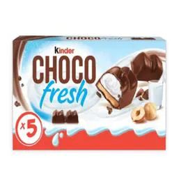 KINDER Barres chocolat au lait fourrés lait et noisette Choco Fresh 5x20g