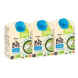 AUCHAN SOLIDAIRES BIO Crème fluide légère 15% MG UHT 3x20cl