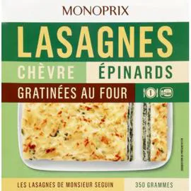 MONOPRIX Lasagnes chèvre épinards gratinées au four 350g