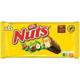 NUTS Barres chocolatées caramel noisette 6x42g