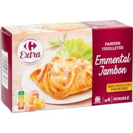 CARREFOUR EXTRA Panier feuilleté emmental jambon 4x100g