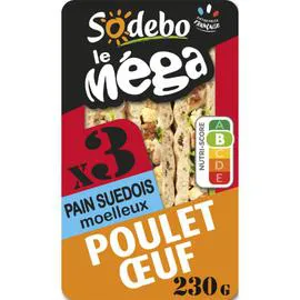 SODEBO Sandwich pain suédois poulet Oeuf 230g