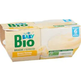 CARREFOUR BABY BIO Desserts bébé dès 6 mois brassé banane 4x100g