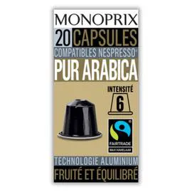 MONOPRIX Capsules de café Pur Arabica 100g