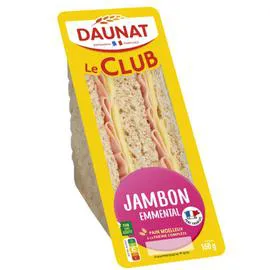 DAUNAT Sandwichs jambon emmental pain complet 160g
