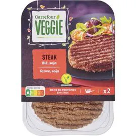 CARREFOUR VEGGIE Steak végétal blé soja 2x90g