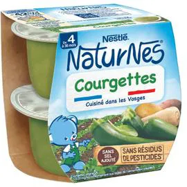 NESTLÉ, NATURNES Petit pot bébé dès 4/6 mois, courgettes 2x130g