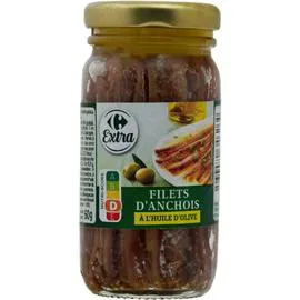 CARREFOUR EXTRA Filets d'anchois huile d'olive 60g 